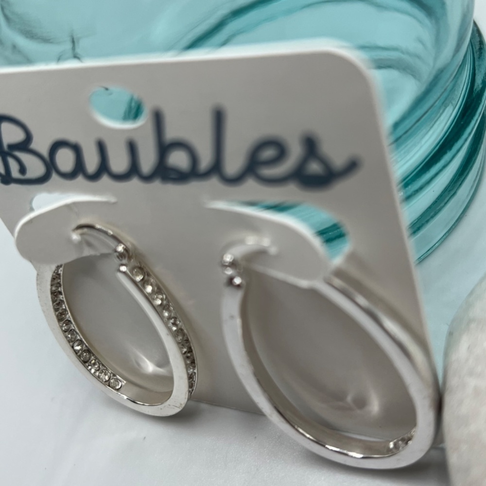 Baubles Austrian Crystals Silver Hoops Earrings $12 EA or Bundle 3/$20